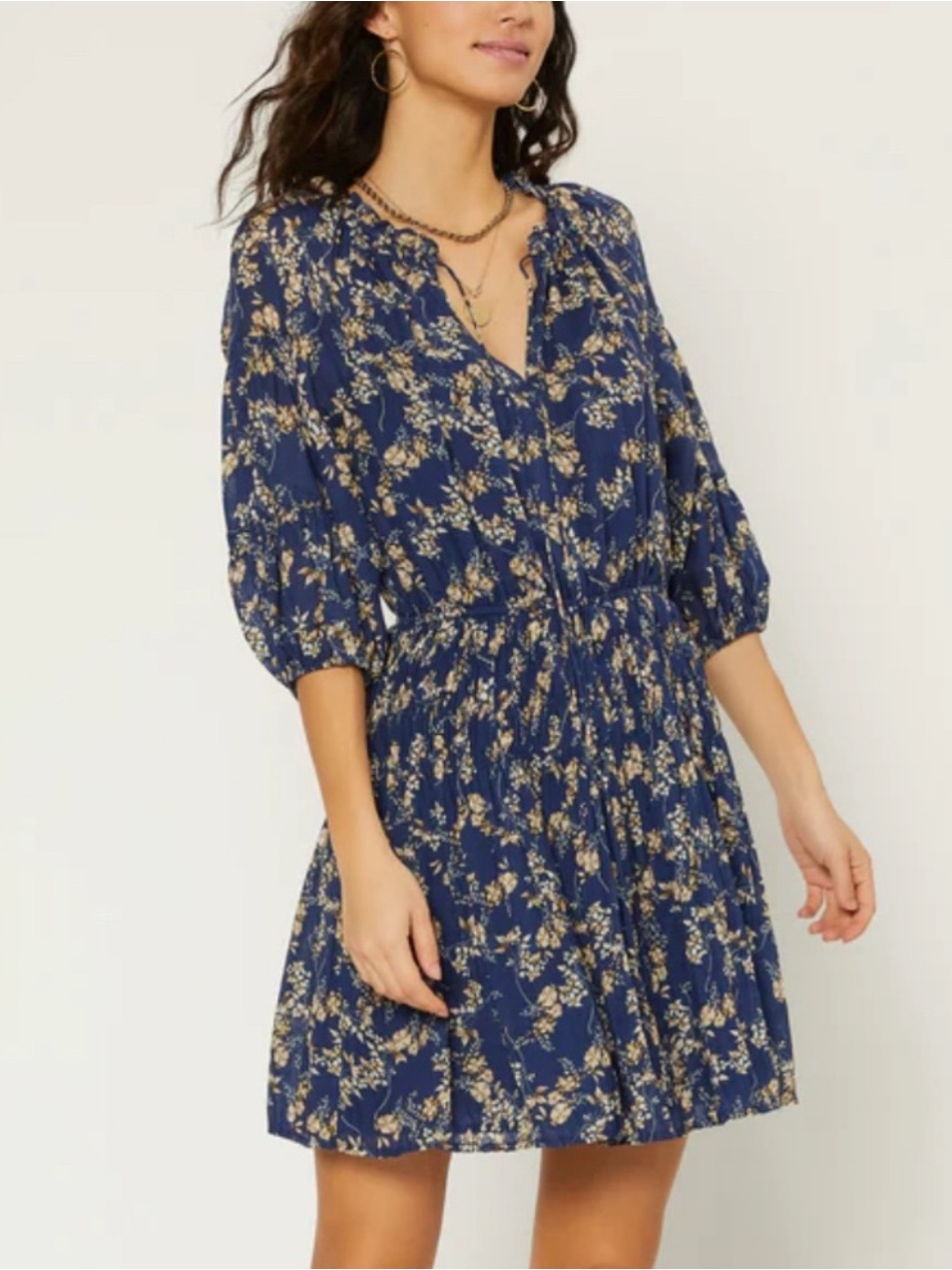 Current Air Dark Blue Floral Mini Dress